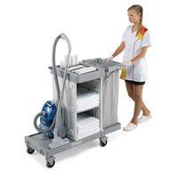 COMPACT MAID SERVICE TROLLEY HOUSEKEEPING TROLLEY WITH LARGE BASE FOR VACUUM CL