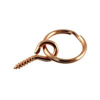 Coppered Picture Hanging Screw Ring 8mm Pk of 10