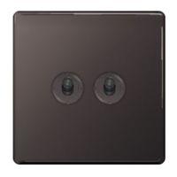 colours 10a 2 way double black nickel toggle switch