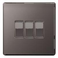 Colours 10A 2-Way Black Triple Light Switch