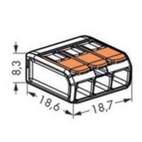 Connector clip flexible: 0.14-4 mm² rigid: 0.2-4 mm² Number of pins: 3 WAGO 50 pc(s) Transparent, Orange