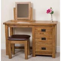 cotswold rustic solid oak dressing table stool and mirror set