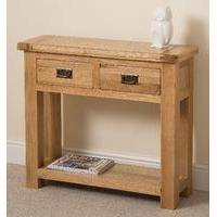 Cottage Light Solid Oak 2 Drawer Console Table