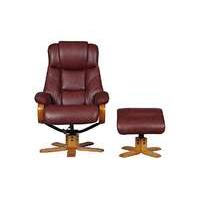 Cologne Leather Armchair with Footstool