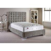 Coppella Velvet Bed and Mattress Set Silver Velvet Fabric King Size 5ft