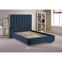 coppella velvet divan bed frame denim blue velvet fabric small double  ...