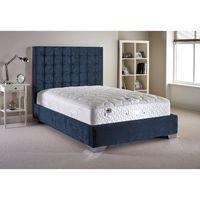 Coppella Velvet Bed and Mattress Set Denim Blue Velvet Fabric King Size 5ft