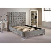 coppella velvet divan bed frame silver velvet fabric king size 5ft