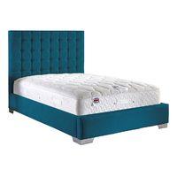 Coppella Fabric Divan Bed and Mattress Set Teal Chenille Fabric Double 4ft 6