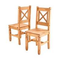 Corona Pine Cross Back Pair of Chairs