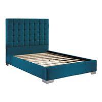 coppella fabric divan bed frame teal chenille fabric double 4ft 6