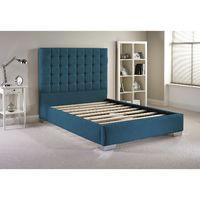 coppella fabric divan bed frame teal chenille fabric king size 5ft