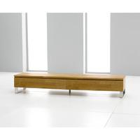 Columbus Oak TV Unit with Brushed Steel Legs