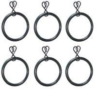 Colours Black Metal Curtain Ring (Dia)28mm Pack of 6