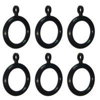 Colours Black Plastic Curtain Ring (Dia)16mm Pack of 6