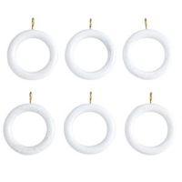 Colours Modern White Wood Curtain Ring (Dia)28mm