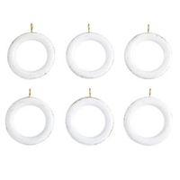 Colours Modern White & Brushed Gold Wood Curtain Ring (Dia)35mm
