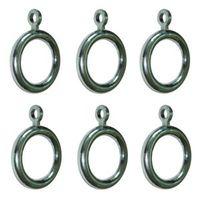 Colours Chrome Effect Plastic Curtain Ring (Dia)19mm Pack of 6