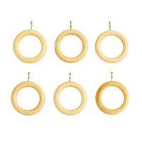 Colours Modern Pine Effect Wood Curtain Ring (Dia)23mm