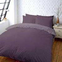 Colours Zen Plain & Striped Blueberry Double Bed Set