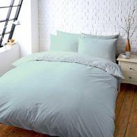 Colours Zen Plain & Striped Duck Egg Double Bed Set
