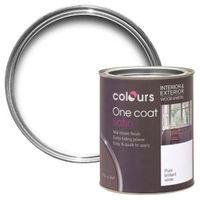 Colours One Coat Interior & Exterior Pure Brilliant White Satin Wood & Metal Paint 750ml