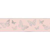 Colours Pink & Silver Glitter Butterfly Border