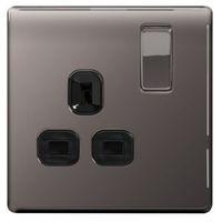 Colours 13A Black Nickel Effect Switched Socket