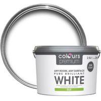 Colours Premium Pure Brilliant White Silk Emulsion Paint 2.5L