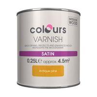 colours indoor antique pine satin wood varnish 250ml