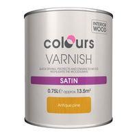 colours indoor antique pine satin wood varnish 750ml