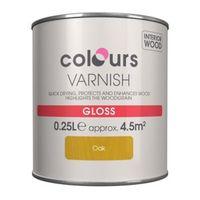 colours indoor oak gloss wood varnish 250ml