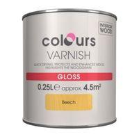 colours indoor beech gloss wood varnish 250ml