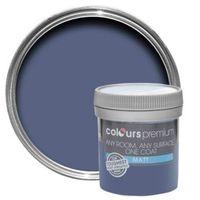 colours premium blue thistle matt emulsion paint 50ml tester pot