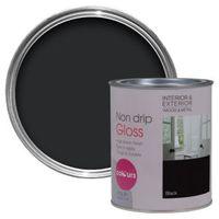 Colours Interior & Exterior Black Gloss Wood & Metal Paint 750ml