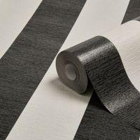 Colours Shimmer Black & White Stripe Glitter Effect Wallpaper