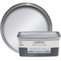 colours feature wall silver effect metallic emulsion paint 1l