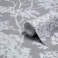 Colours Charcoal Maple Tree Mica Wallpaper