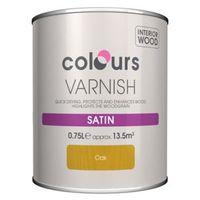 colours indoor oak satin wood varnish 750ml