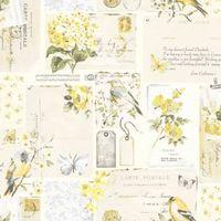 Colours Inady Grey & Yellow Floral Patchwork Wallpaper