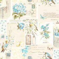 Colours Inady Duck Egg Floral Patchwork Wallpaper