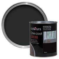 Colours One Coat Interior & Exterior Black Gloss Wood & Metal Paint 750ml