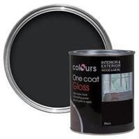 colours one coat interior exterior black gloss wood metal paint 750ml