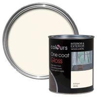 colours one coat interior antique white gloss wood metal paint 750ml