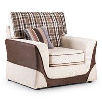 Costa Fabric Armchair Brown and Cream Check