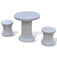 Concrete Furniture Set 2 Stools 1 Table Outdoor