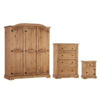 Corona 3 Door Robe, 4 Drawer Chest and Bedside Set