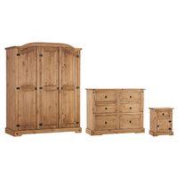 Corona 3 Door Robe, 6 Drawer Chest and Bedside Set