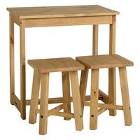 corona wooden bistro set in waxed pine with 2 stools