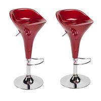 Cognac Bar Stools In Red in A Pair